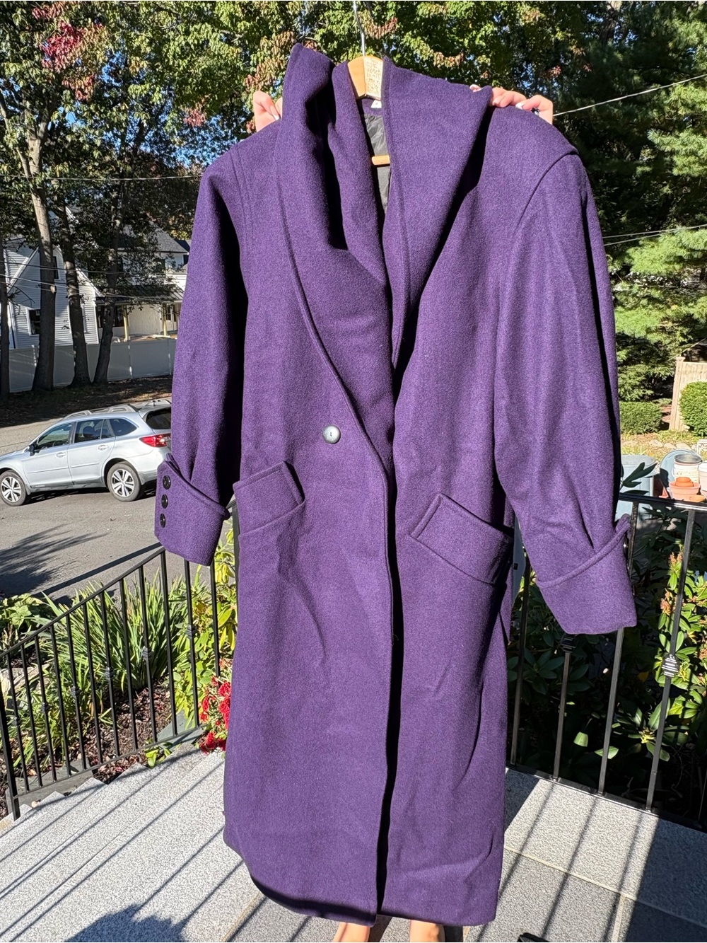 International Scene SZ 7/8 Vintage Plum Purple 100%Wool Trench/Pea Coat Winter